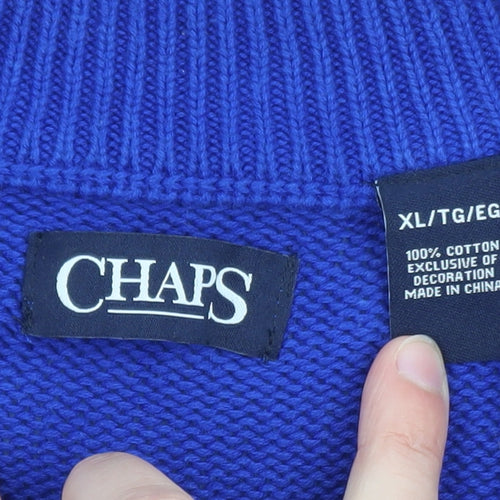Chaps Men's Blue XL 1/4 Zip Cotton Knit Jumper