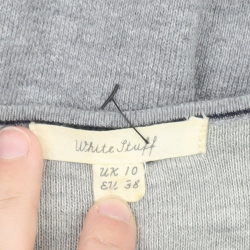 White Stuff Womens Grey Knit V-Neck Sweater Dress Size 10
