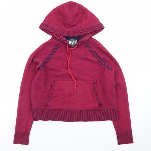 BAM Women's Red Wool Blend Hooded Pullover Jumper Size S