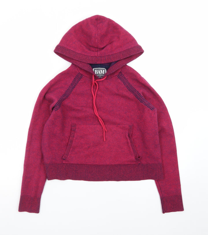 BAM Women's Red Wool Blend Hooded Pullover Jumper Size S