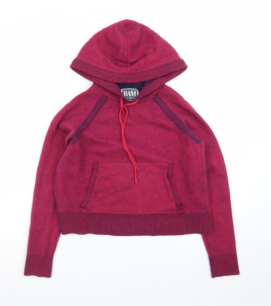 BAM Women's Red Wool Blend Hooded Pullover Jumper Size S
