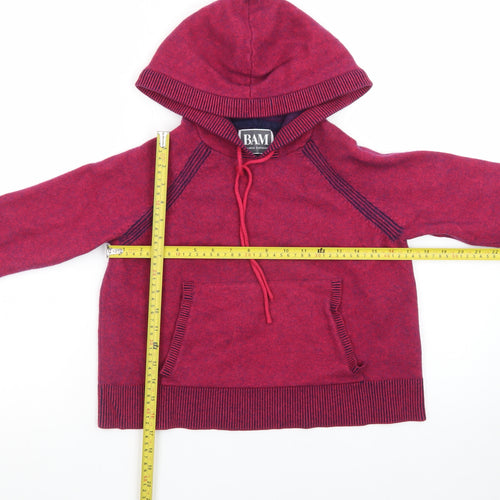 BAM Women's Red Wool Blend Hooded Pullover Jumper Size S