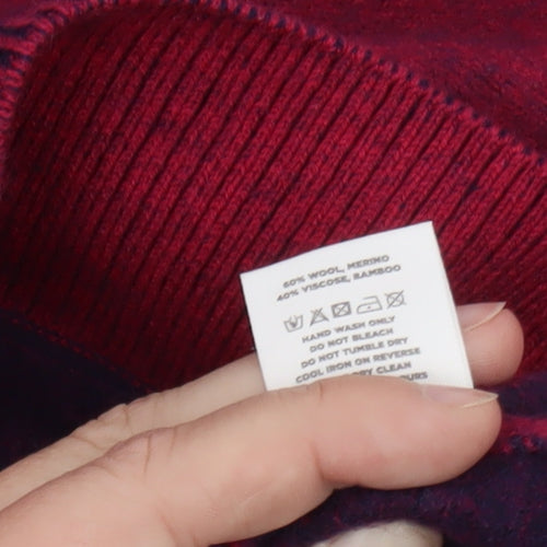 BAM Women's Red Wool Blend Hooded Pullover Jumper Size S