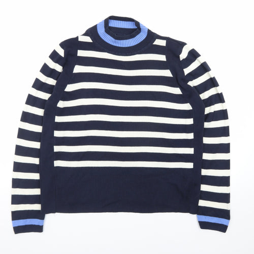 Marks and Spencer Women’s Blue Striped High Neck Jumper UK 16