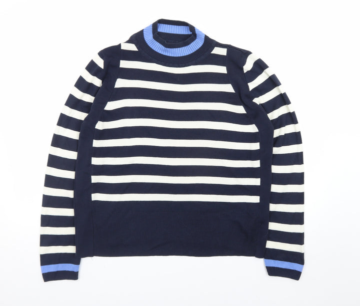 Marks and Spencer Women’s Blue Striped High Neck Jumper UK 16