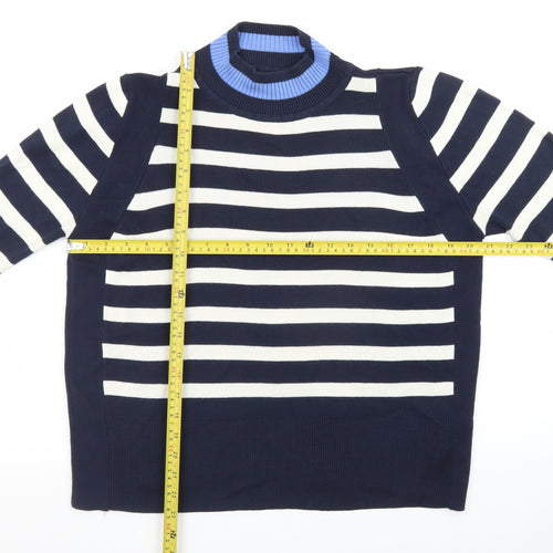 Marks and Spencer Women’s Blue Striped High Neck Jumper UK 16