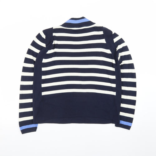 Marks and Spencer Women’s Blue Striped High Neck Jumper UK 16