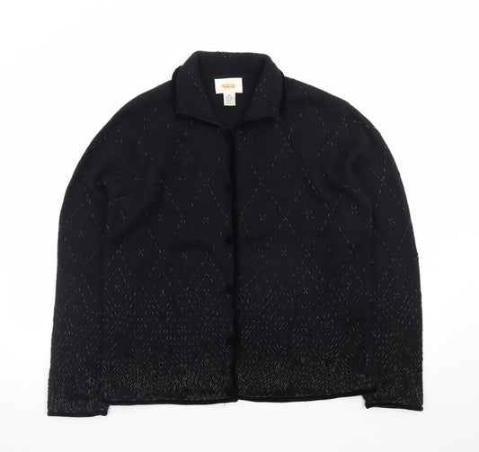 Talbots Women’s Black Wool Angora Collared Cardigan M