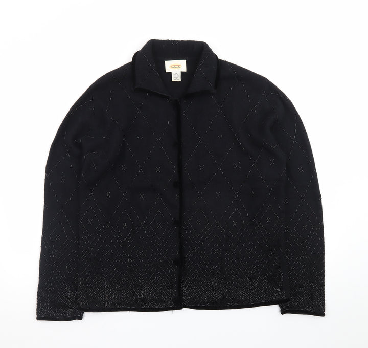 Talbots Women’s Black Wool Angora Collared Cardigan M