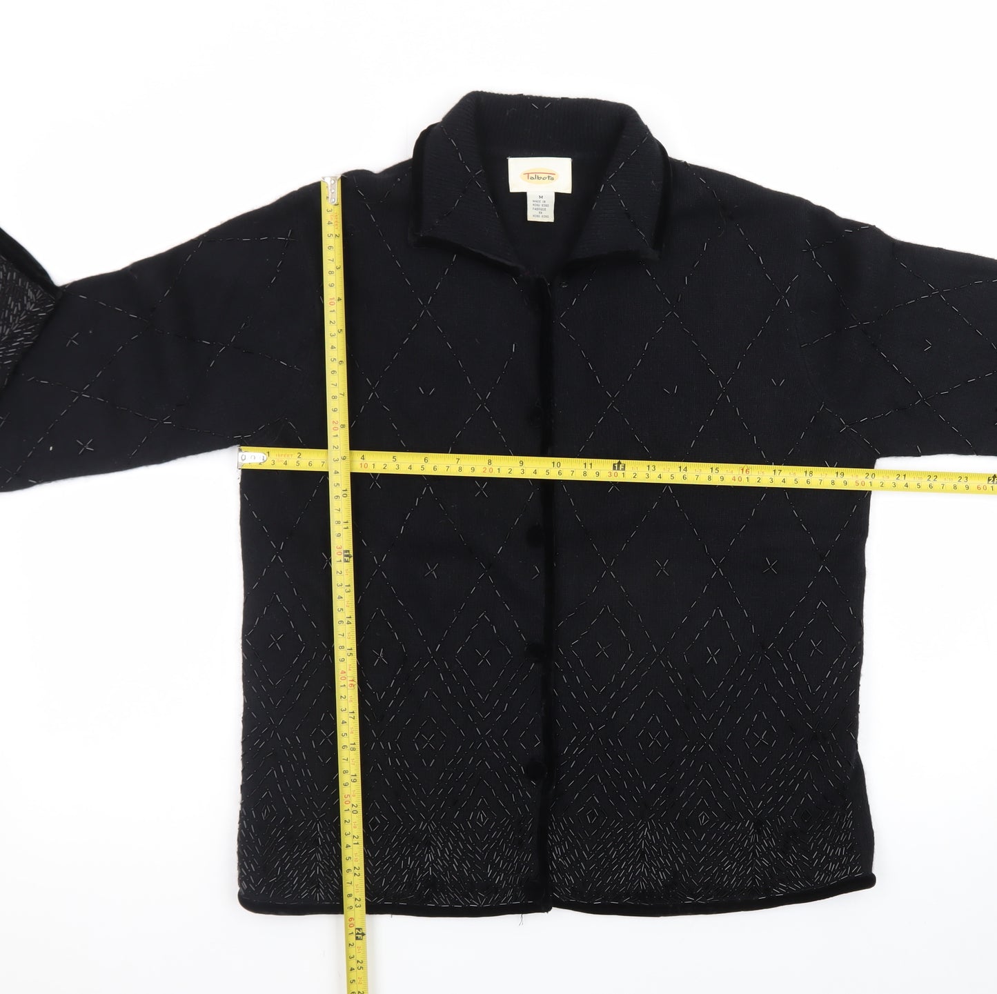 Talbots Women’s Black Wool Angora Collared Cardigan M