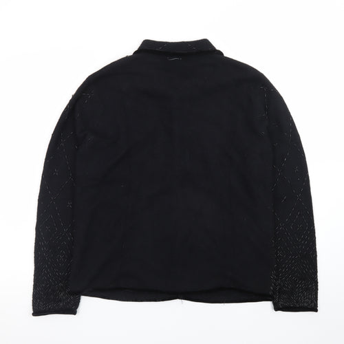 Talbots Women’s Black Wool Angora Collared Cardigan M