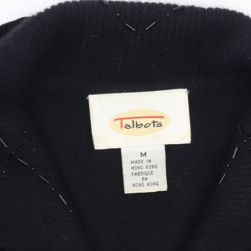 Talbots Women’s Black Wool Angora Collared Cardigan M
