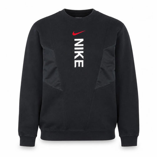 Front view of Nike Men Black Small Pullover Crew Neck Graphic Sweatshirt
