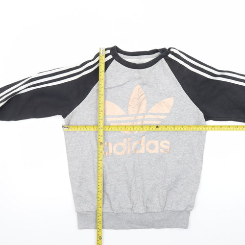 Adidas Womens Grey Long Sleeve T-Shirt Size 8 Raglan Crew Neck