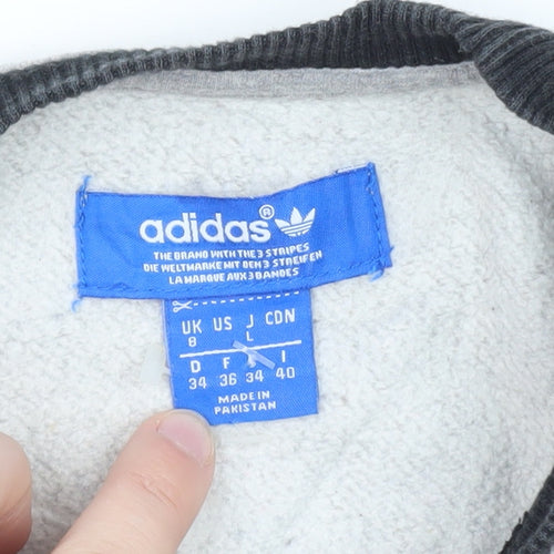 Adidas Womens Grey Long Sleeve T-Shirt Size 8 Raglan Crew Neck