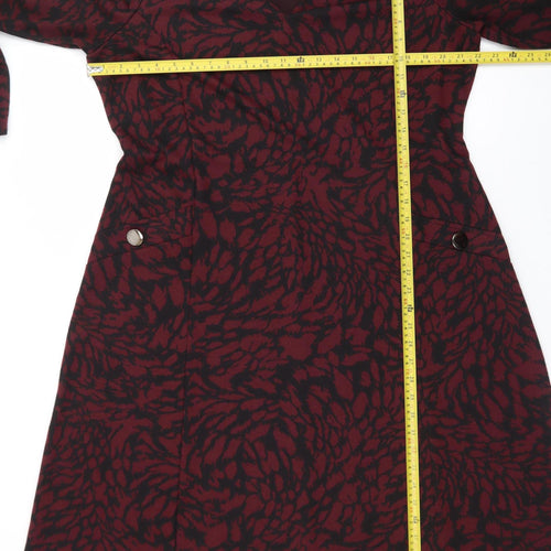 Wallis Women Red Black Knee Length A-Line Jersey Dress Size 18