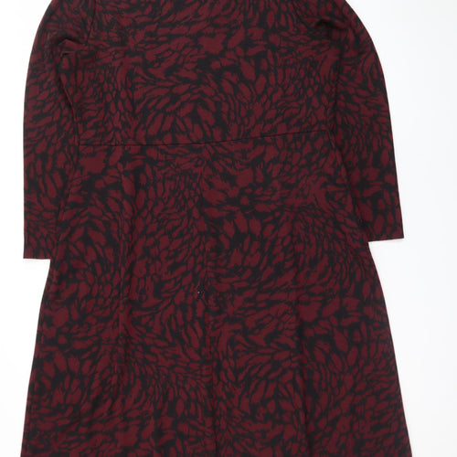 Wallis Women Red Black Knee Length A-Line Jersey Dress Size 18