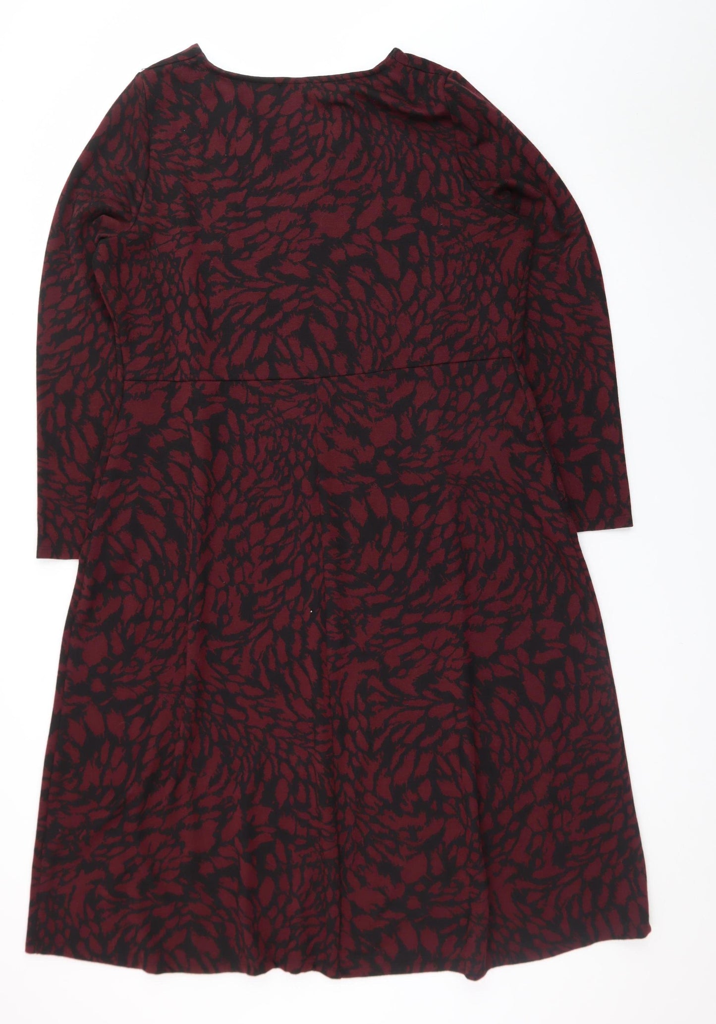 Wallis Women Red Black Knee Length A-Line Jersey Dress Size 18