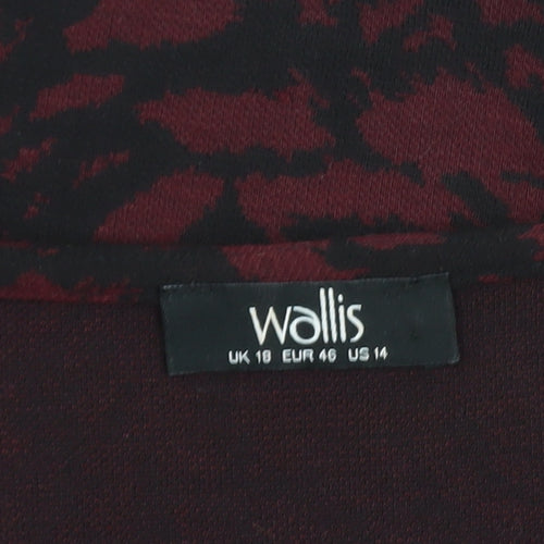 Wallis Women Red Black Knee Length A-Line Jersey Dress Size 18