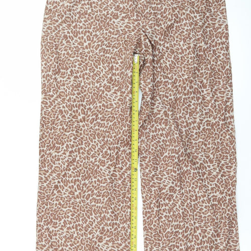 Marks and Spencer Women’s Brown Animal Print Wide-Leg Trousers M