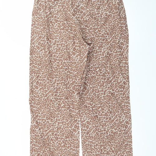 Marks and Spencer Women’s Brown Animal Print Wide-Leg Trousers M