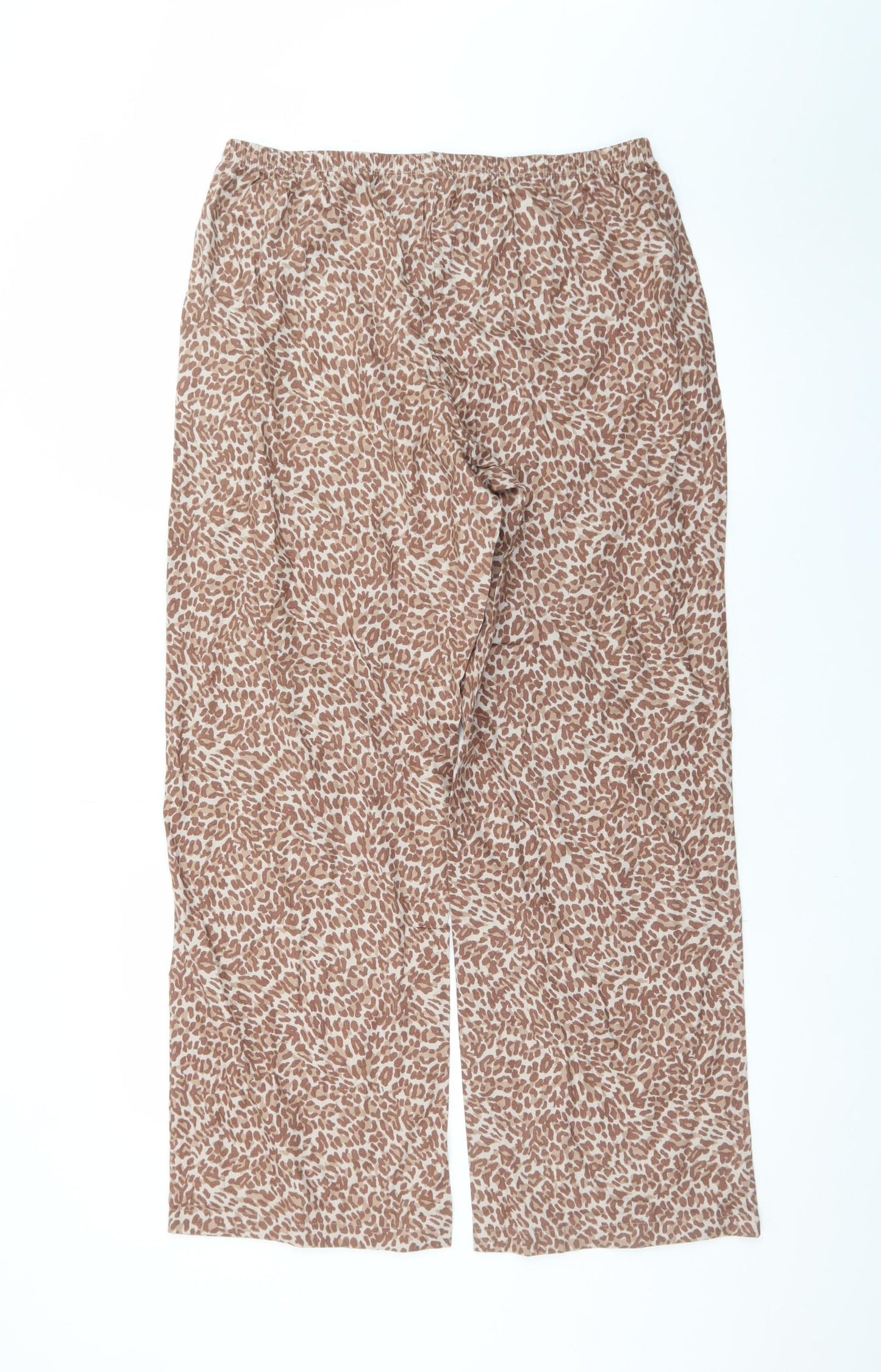 Marks and Spencer Women’s Brown Animal Print Wide-Leg Trousers M