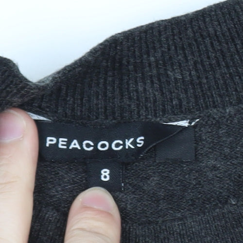 Peacocks Women’s Grey Sequin Christmas High Neck Jumper Size 8