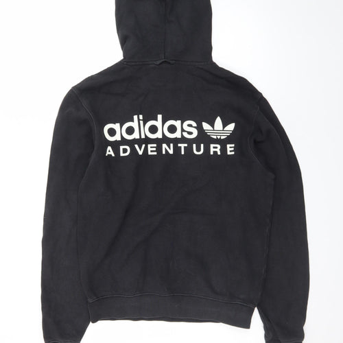 adidas Men Black XS Pullover Hoodie Adventure Logo Fleece Sweatshirt