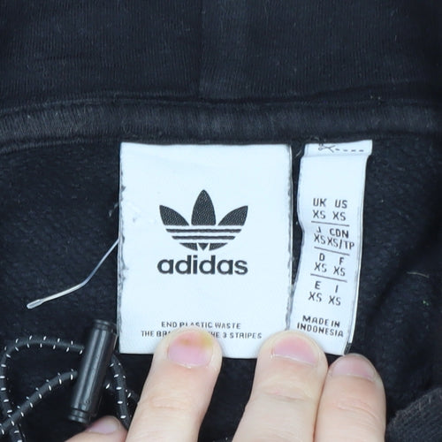 adidas Men Black XS Pullover Hoodie Adventure Logo Fleece Sweatshirt