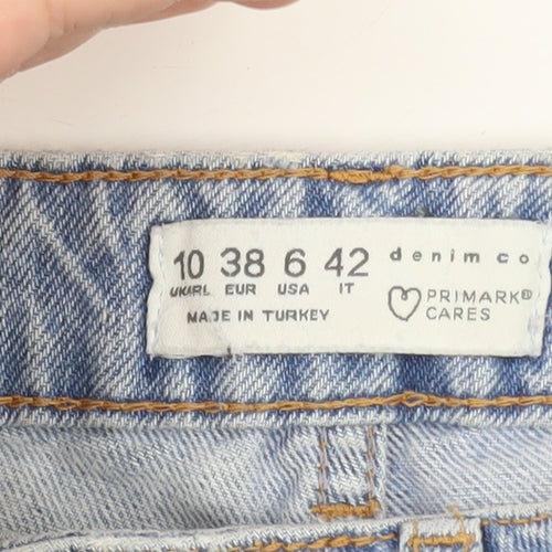 Primark Women’s Blue Distressed Mom Jeans Size 10 High Rise Denim