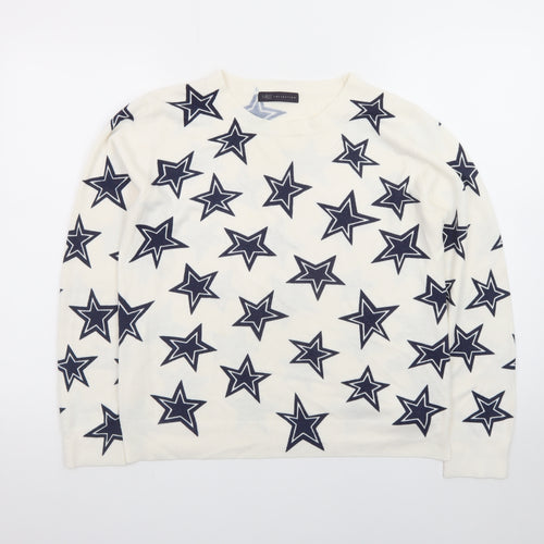 Marks and Spencer Women’s Ivory Star Print Crew Neck Jumper Size 14