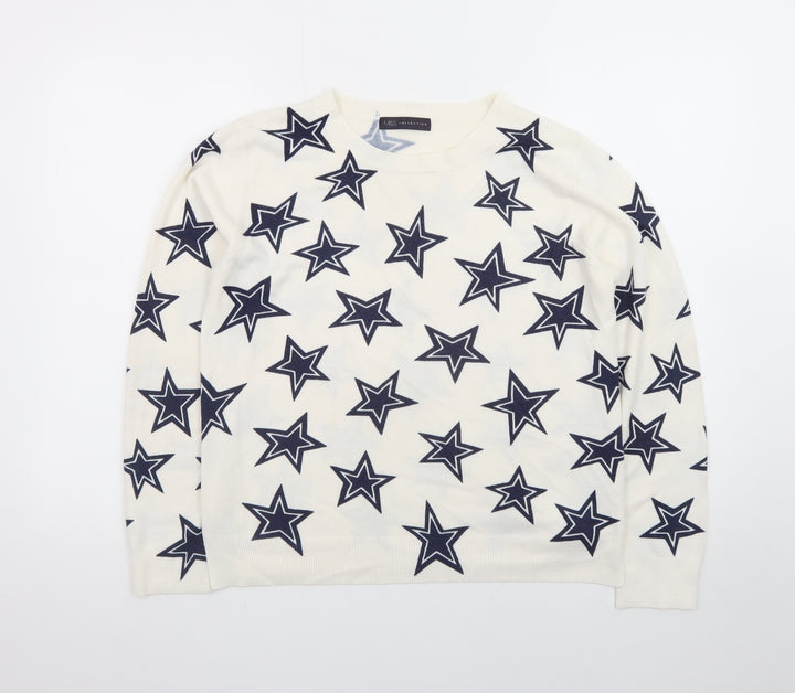 Marks and Spencer Women’s Ivory Star Print Crew Neck Jumper Size 14