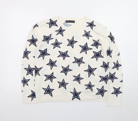 Marks and Spencer Women’s Ivory Star Print Crew Neck Jumper Size 14