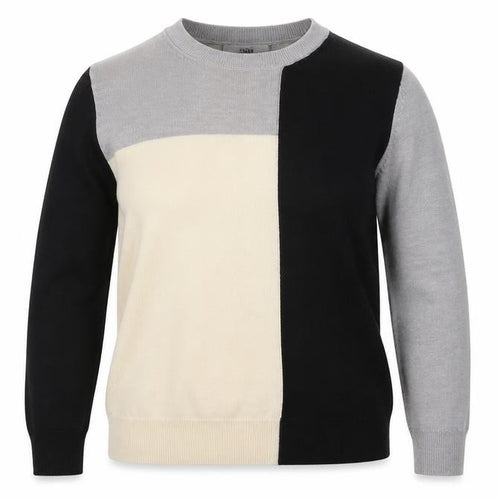 Marks and Spencer Women's Colour Block Knit Jumper Size 12 Black Grey Ivory