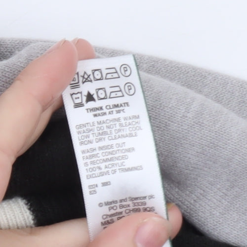 Marks and Spencer Women's Colour Block Knit Jumper Size 12 Black Grey Ivory