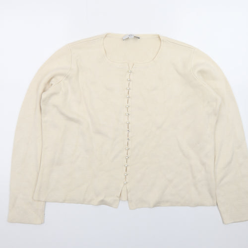 Marks and Spencer Women Beige Large Button Knit Cardigan