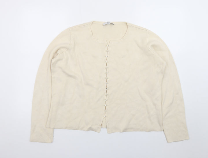Marks and Spencer Women Beige Large Button Knit Cardigan
