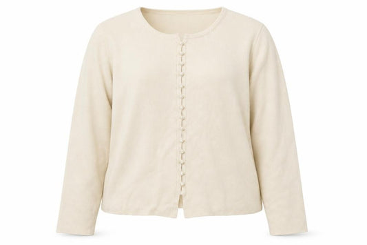 Front view of Marks & Spencer Women Beige Large Button Knit Cardigan