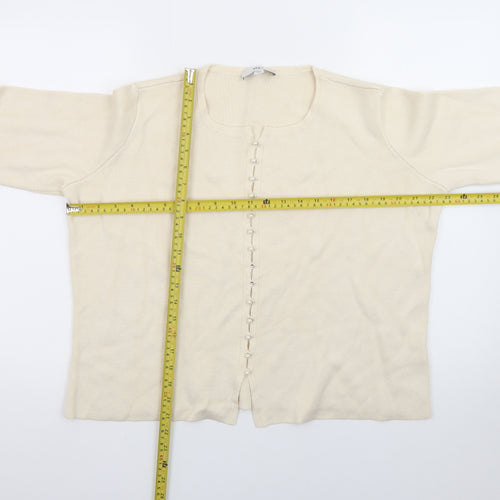 Marks and Spencer Women Beige Large Button Knit Cardigan