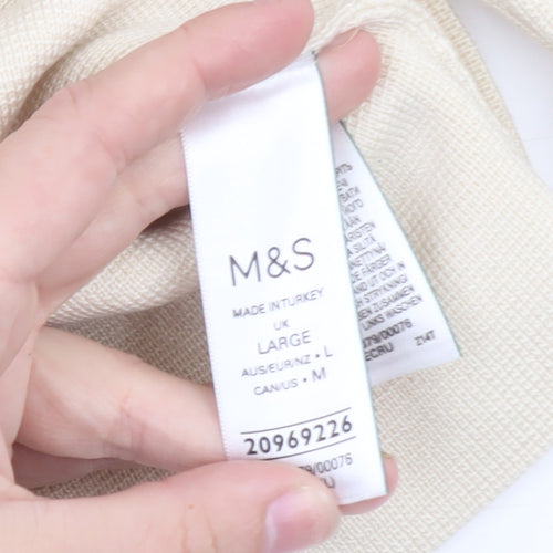 Marks and Spencer Women Beige Large Button Knit Cardigan