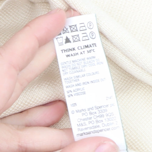 Marks and Spencer Women Beige Large Button Knit Cardigan