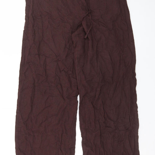 Marks and Spencer Women’s Brown Linen Blend Wide-Leg Trousers Size 10