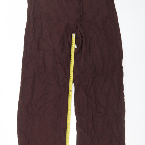 Marks and Spencer Women’s Brown Linen Blend Wide-Leg Trousers Size 10