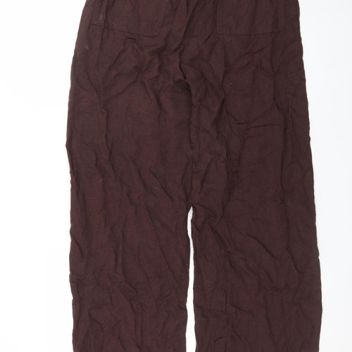 Marks and Spencer Women’s Brown Linen Blend Wide-Leg Trousers Size 10