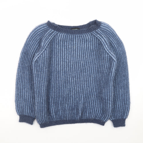 Blue Vanilla Women's Blue Chunky Knit Crew Neck Pullover Jumper One Size