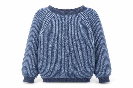 Front view of Blue Vanilla Women's Blue Chunky Knit Crew Neck jumper One Size