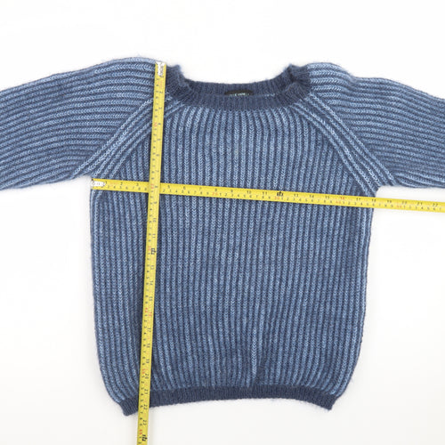 Blue Vanilla Women's Blue Chunky Knit Crew Neck Pullover Jumper One Size