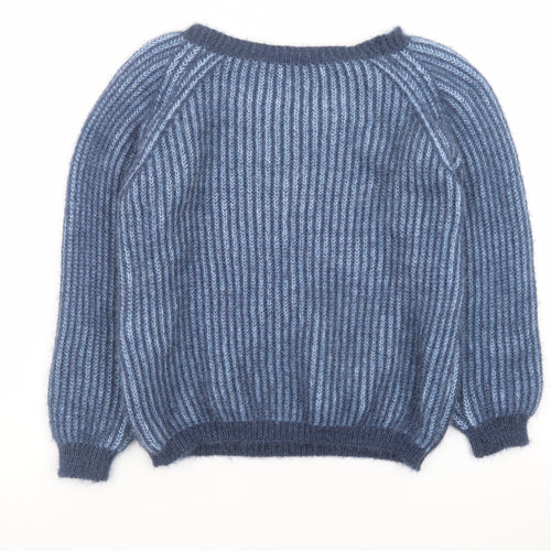Blue Vanilla Women's Blue Chunky Knit Crew Neck Pullover Jumper One Size