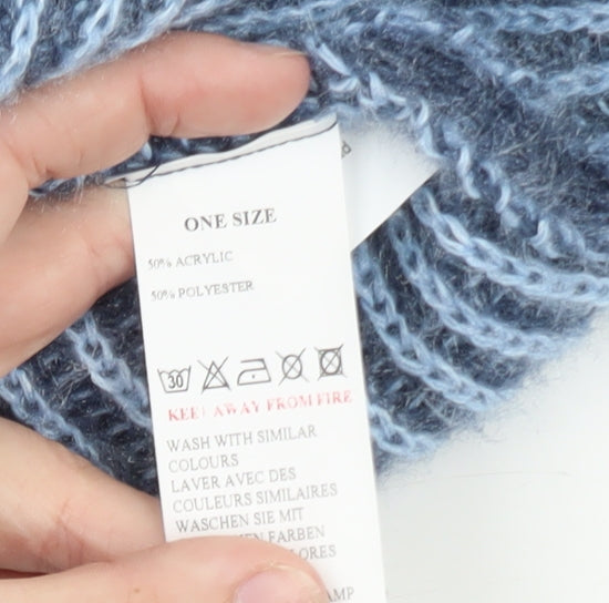 Blue Vanilla Women's Blue Chunky Knit Crew Neck Pullover Jumper One Size