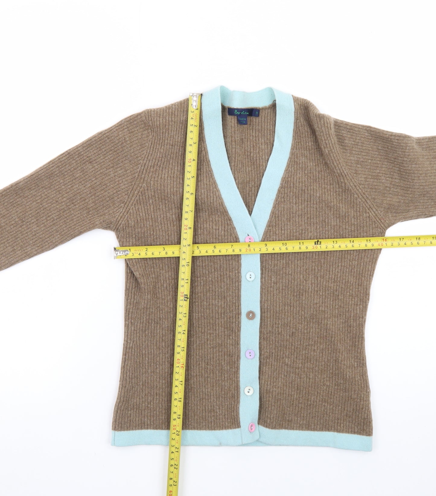 Boden Women's Brown Cashmere V-Neck Cardigan Size 12